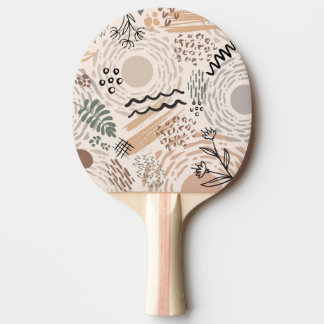Earth colours with abstract shapes decoration ping pong paddle