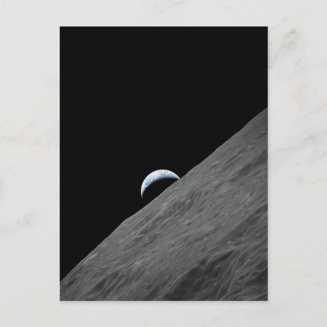 Earth Crescent Rising above Moon's Surface Postcard (Front)