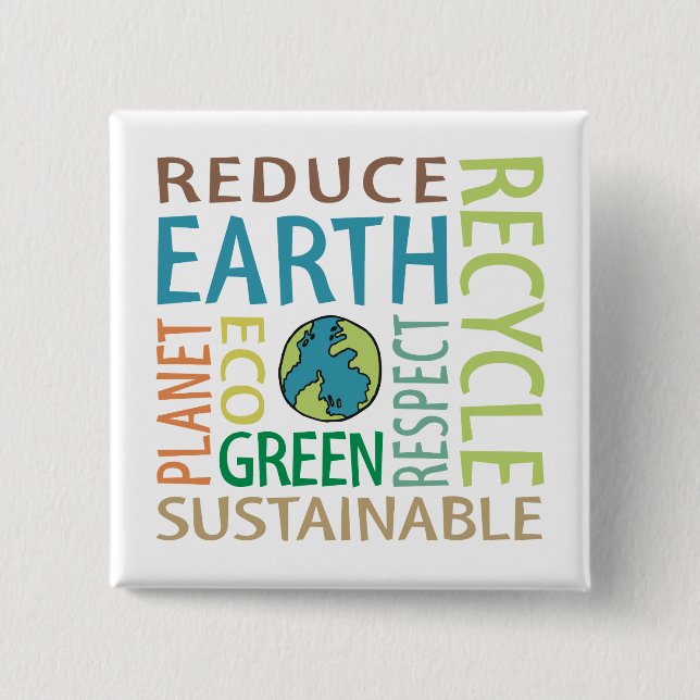 Earth Day 15 Cm Square Badge (Front)