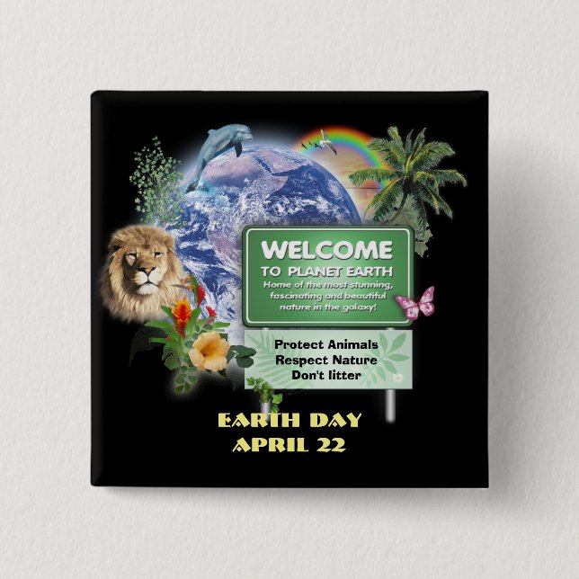Earth Day 15 Cm Square Badge (Front)