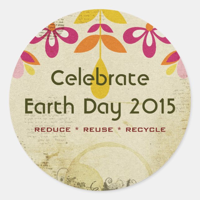 Earth Day 2015 Floral Abstract Stickers (Front)
