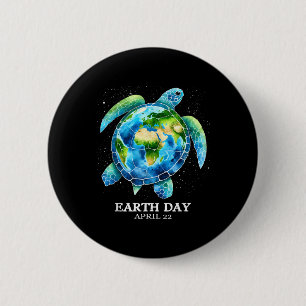 Earth Day 2025 Love Earth Sea Turtle Art Save The 6 Cm Round Badge