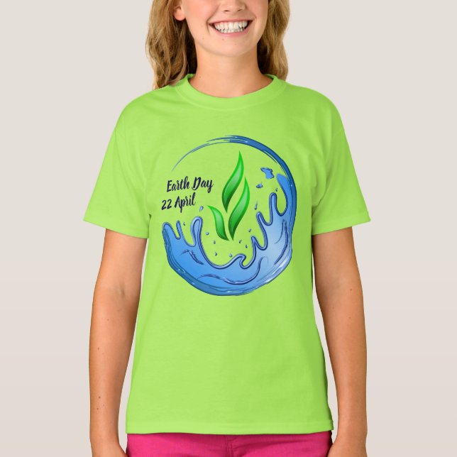 Earth Day 2025 Our Power Our Planet Crest T-Shirt (Front)