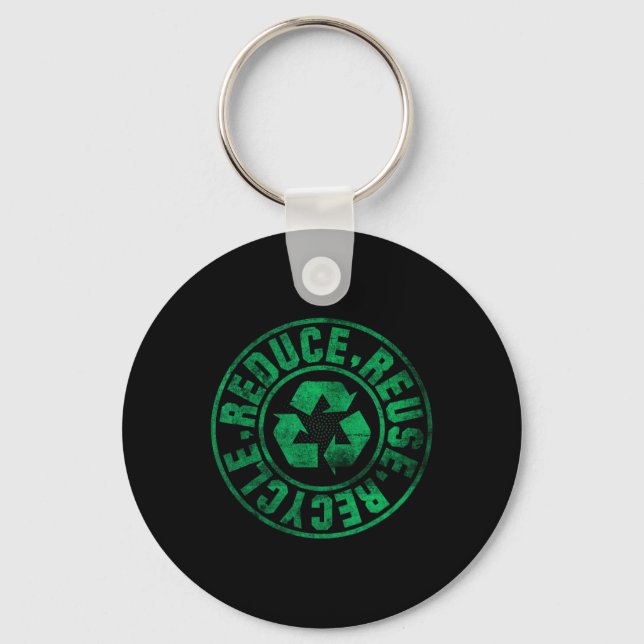Earth Day 2025 Reduce Reuse Recycle  Key Ring (Front)