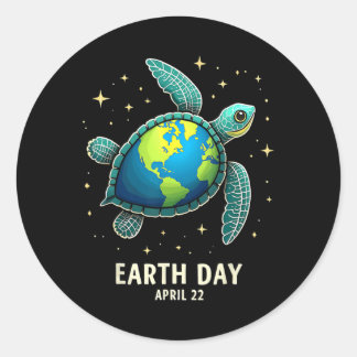 Earth Day 2025 Restore Earth Sea Turtle Art Save T Classic Round Sticker