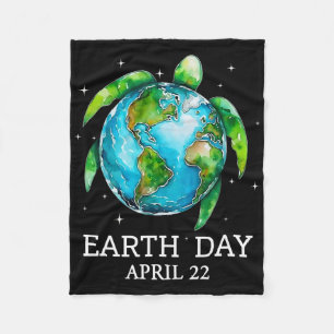Earth Day 2025 Restore Earth Sea Turtle Art Save T Fleece Blanket