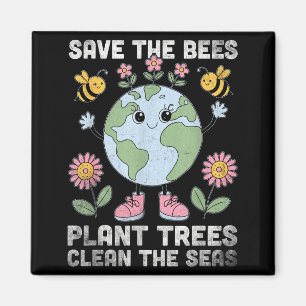 Earth day 2025 save bees plant trees clean seas magnet