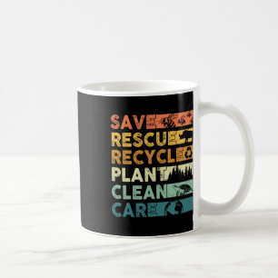 Earth Day 2025 Save Bees Rescue Animals Recycle Pl Coffee Mug