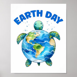 Earth Day 2025 Sea Turtle Art Save The Planet  Poster