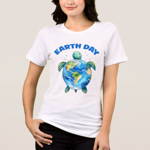 Earth Day 2025 Sea Turtle Art Save The Planet  Tri-Blend Shirt