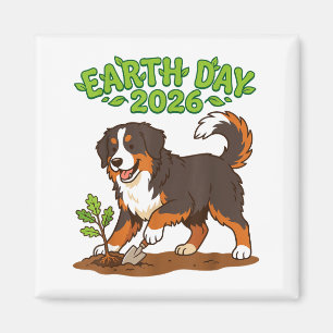 Earth Day 2026 Cute Bernese Mountain Dog Planting  Magnet