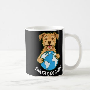 Earth Day 2026 Cute Terrier Dog Hugging Globe Plan Coffee Mug