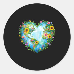Earth day 2026 floral heart planet mother classic round sticker