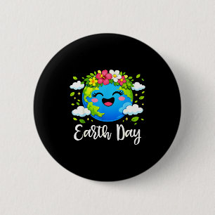 Earth day 2026 floral planet environmental boy gir 6 cm round badge