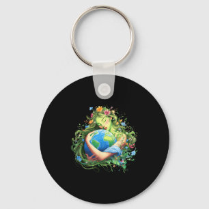 Earth day 2026 green mother nature planet women key ring