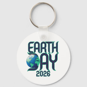 Earth Day 2026   Modern Typography Eco Design Key Ring