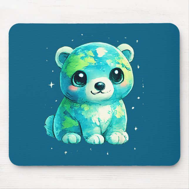 Earth day 2026 polar bear art  mouse pad (Front)