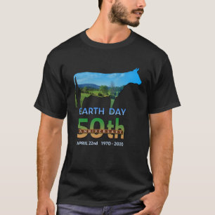 Earth Day 50th Anniversary Dairy Farm Cow Silhouet T-Shirt
