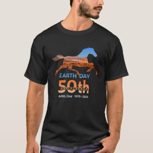 Earth Day 50th Anniversary Galloping Horse Silhoue T-Shirt