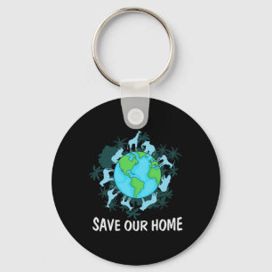 Earth Day Animals Conservation  Key Ring