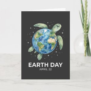 Earth Day April 22 turtle slogan save ocean  Card