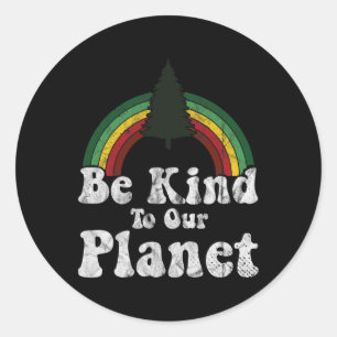 Earth Day Be Kind To Our Planet Retro Vintage Cute Classic Round Sticker