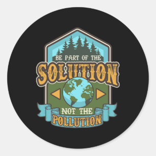 Earth Day Be The Solution Cute Vintage Recycled  Classic Round Sticker