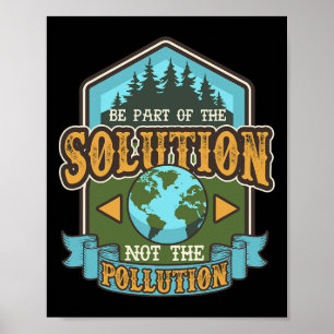 Earth Day Be The Solution Cute Vintage Recycled  Poster