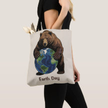 Earth Day Bear Hugging Planet Design