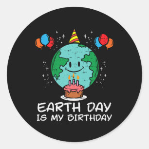 Earth Day Birthday Balloon Cake April 22 Men Women Classic Round Sticker