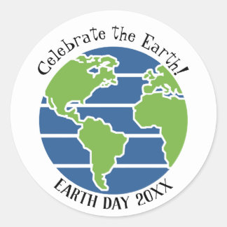 Earth Day Blue Green Globe Map Planet Classic Round Sticker