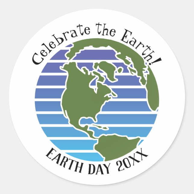 Earth Day Blue Green Globe Map Planet Classic Round Sticker (Front)