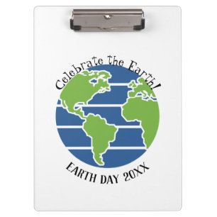 Earth Day Blue Green Globe Map Planet Clipboard
