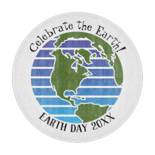 Earth Day Blue Green Globe Map Planet Cutting Board