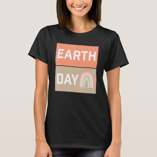 Earth Day Boho Rainbow Hippie Outdoors Hiking Fami T-Shirt (Front)