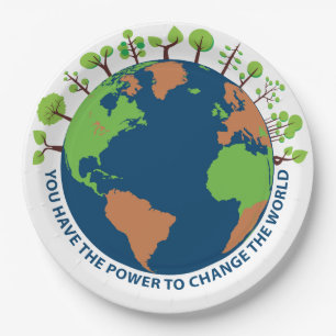 Earth Day Change The World Quote Paper Plate