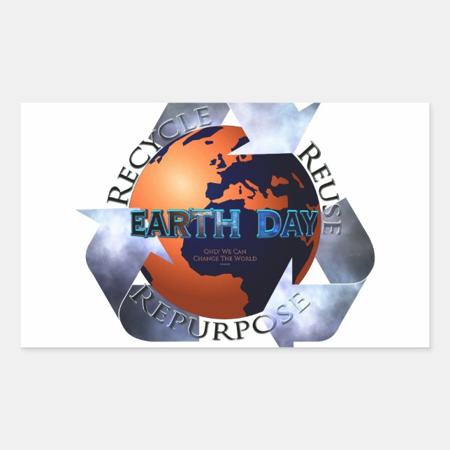 Earth Day Change The World Rectangular Sticker (Front)