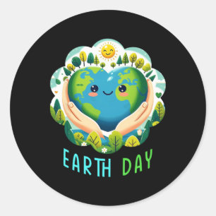 Earth Day Cute Earth Day  Classic Round Sticker