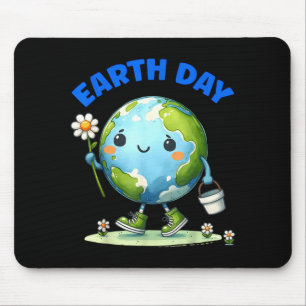 Earth Day Cute Earth With Sunflower Earth Day 2025 Mouse Pad