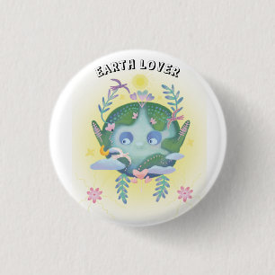 Earth day cute planet 3 cm round badge