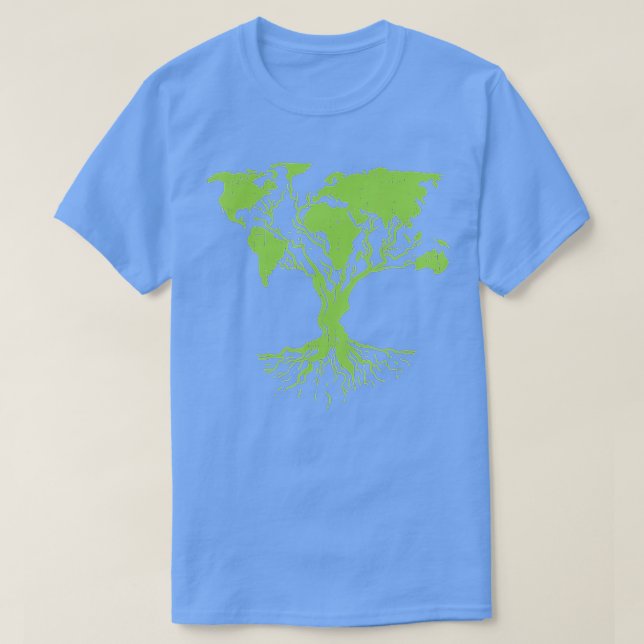 Earth Day  Cute World Map Tree Pro Environment Pla T-Shirt (Design Front)