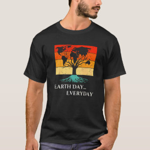 Earth Day Cute World Map Tree Pro Environment Pla T-Shirt