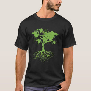 Earth Day  Cute World Map Tree Pro Environment Pla T-Shirt