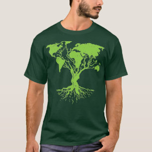 Earth Day Cute World Map Tree Pro Environment Plan T-Shirt