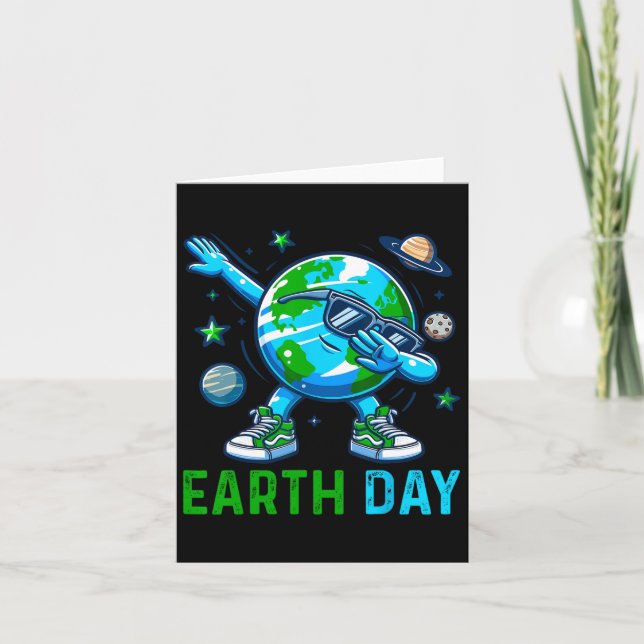 Earth Day Dabbing Earth Planet Environmentalist  Card (Front)