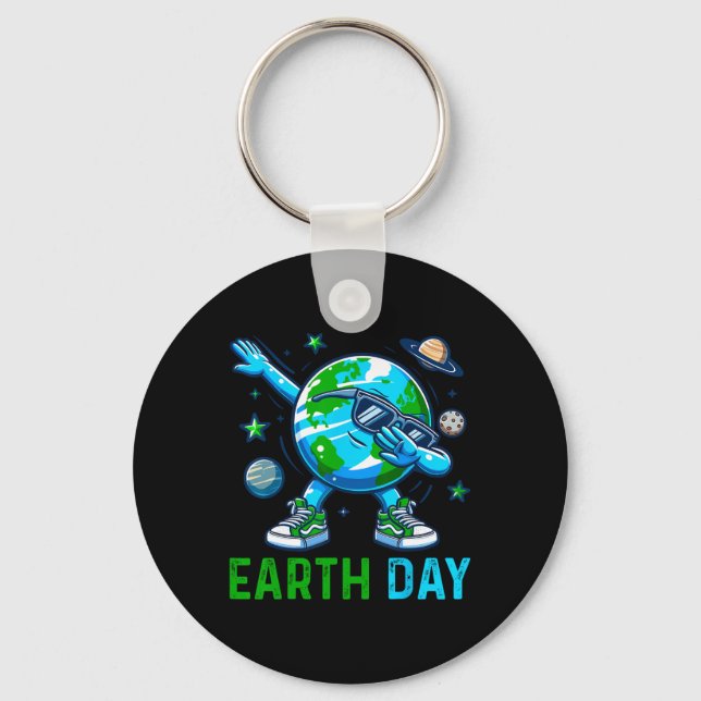 Earth Day Dabbing Earth Planet Environmentalist  Key Ring (Front)