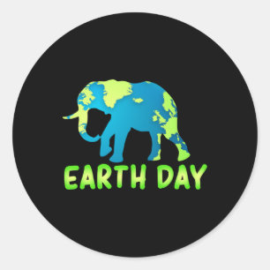 Earth Day Elephant For Kids Classic Round Sticker