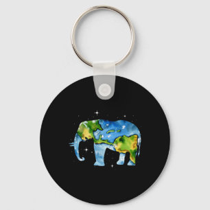 Earth Day Elephant Planet Art Save The Planet Key Ring