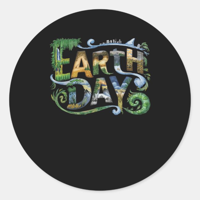 Earth Day Environmental Protection Save Tree And A Classic Round Sticker (Front)