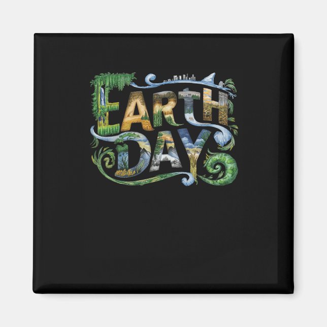 Earth Day Environmental Protection Save Tree And A Magnet (Front)